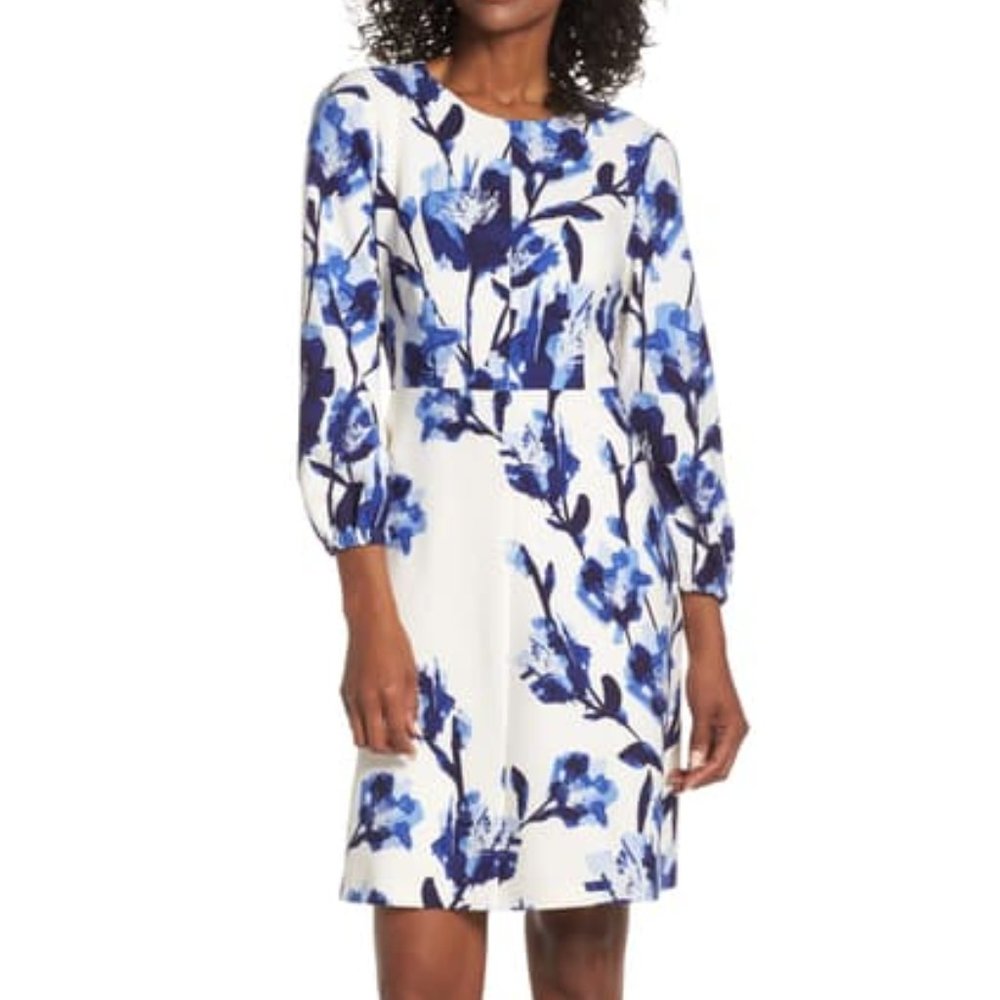 Eliza J Scuba Crepe Fit n Flare Floral Dress 12